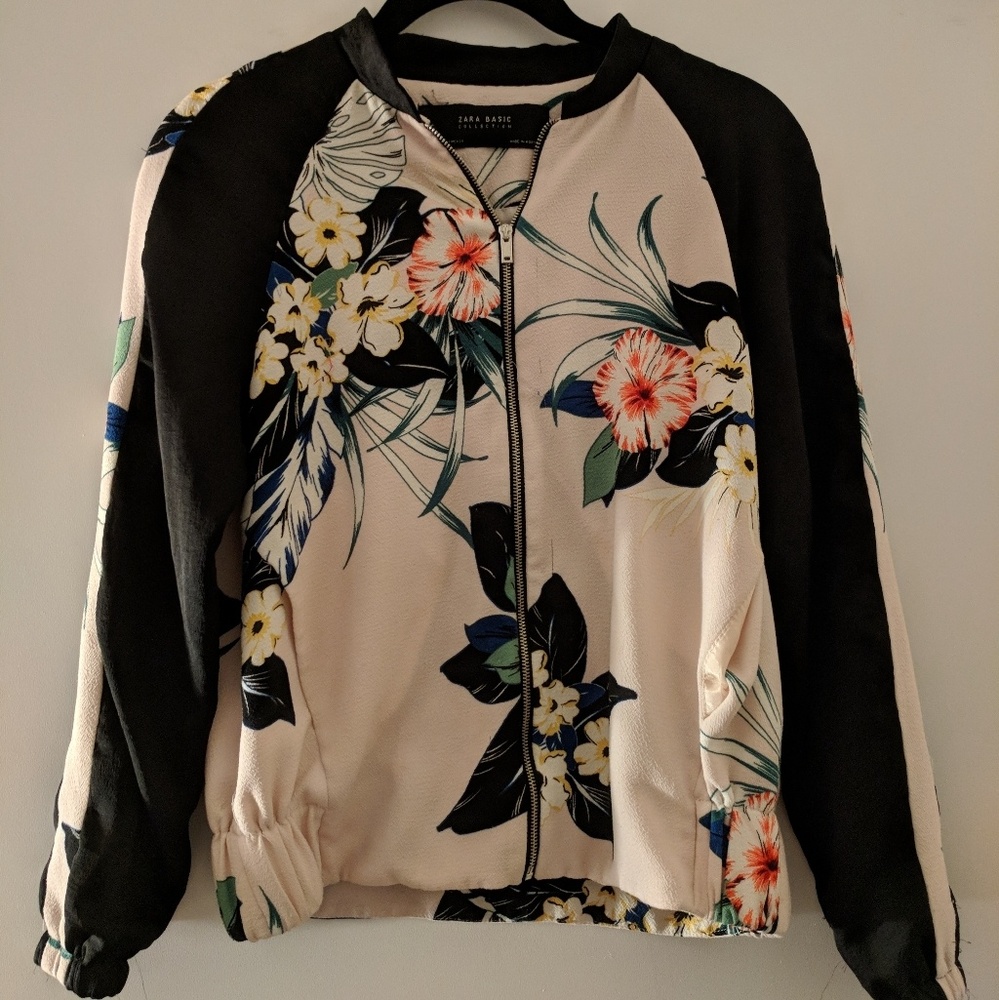 ZARA FLORAL BOMBER JACKET